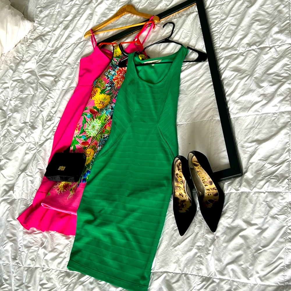Rachel Roy Bodycon Green Midi Sleeveless Dress, Size 0